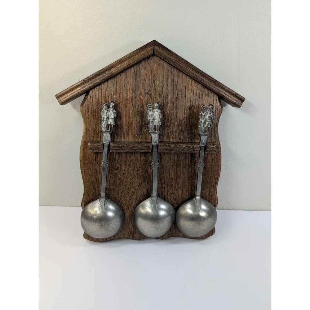 Kassack-Zinn Germany Decorative Pewter Collector‎ Spoon and Display Rack Set